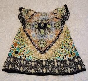 Women's blouse by Forbidden Los Angeles 1x colorful geometric patterns